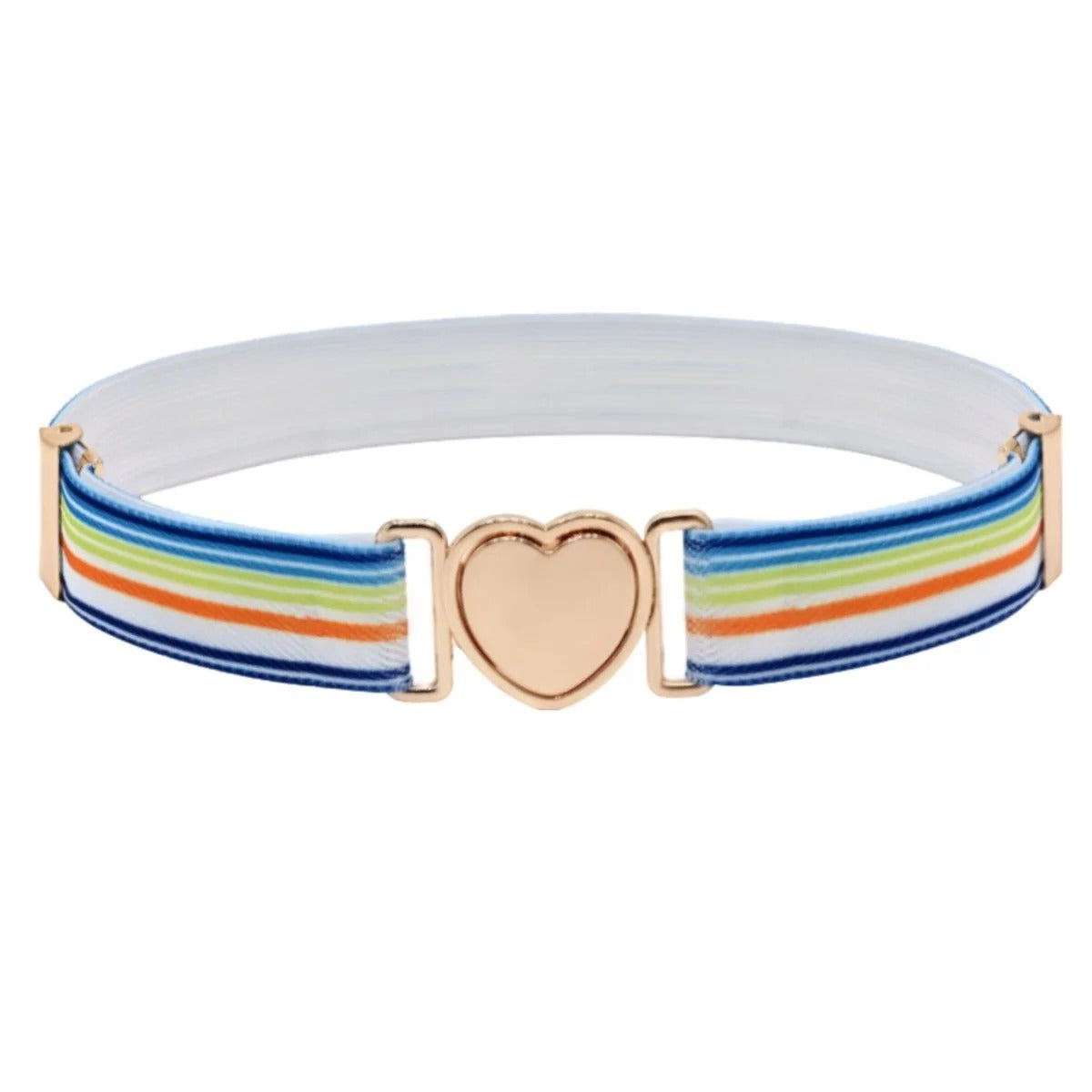 Ceinture Attache Rapide en Forme de Coeur Fille à Rayures Modèle Lucky - La Ceinturerie