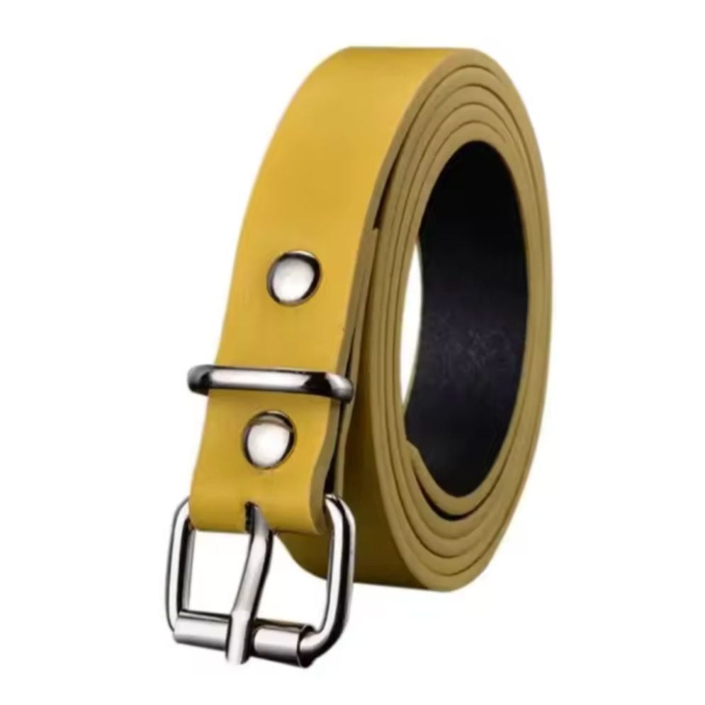 Ceinture Fille en Simili-Cuir à Ardillon Classique Jaune