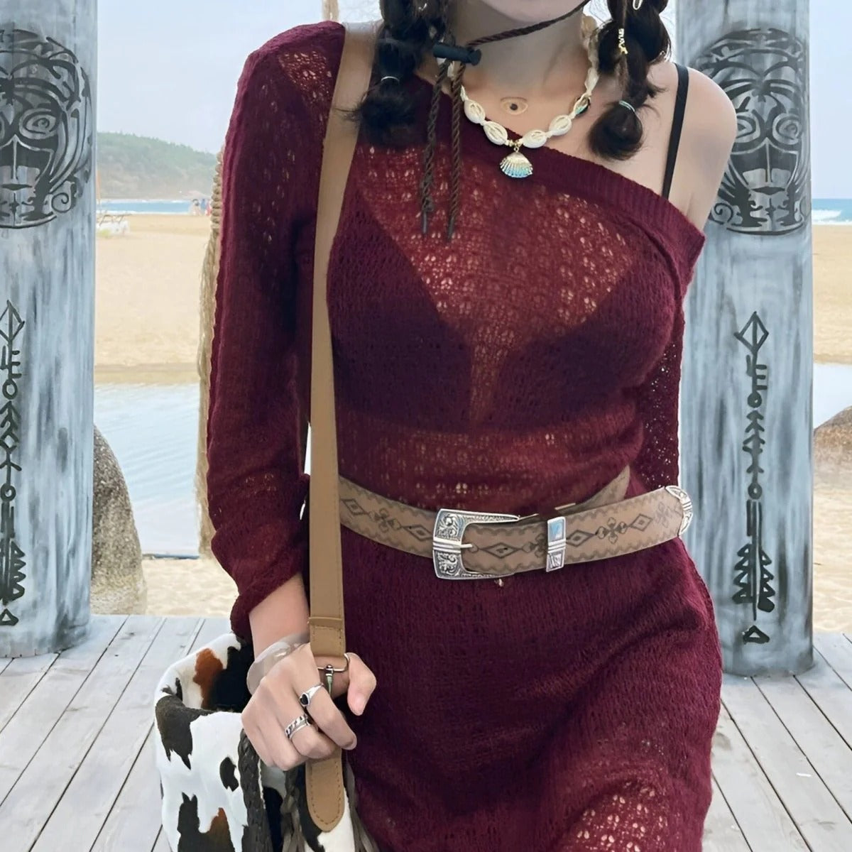 Ceinture Western à Motifs Géométriques Modèle Agura Portée