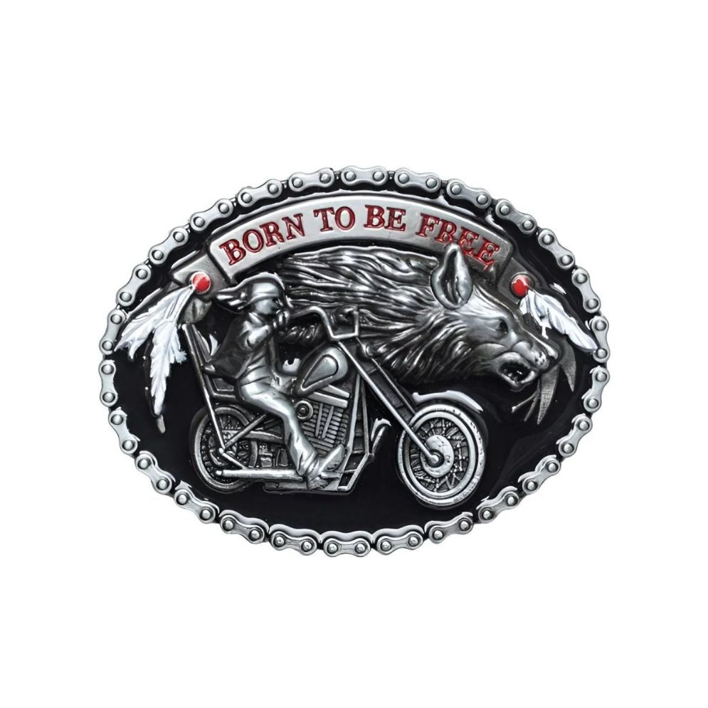 Boucle de Ceinture Moto "Born to be Free" Modèle Rick - La Ceinturerie