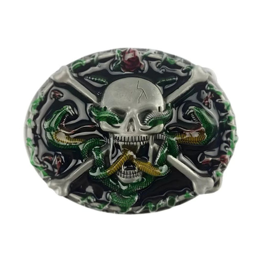 Boucle de Ceinture Tête de Mort et Serpents Modèle Callum