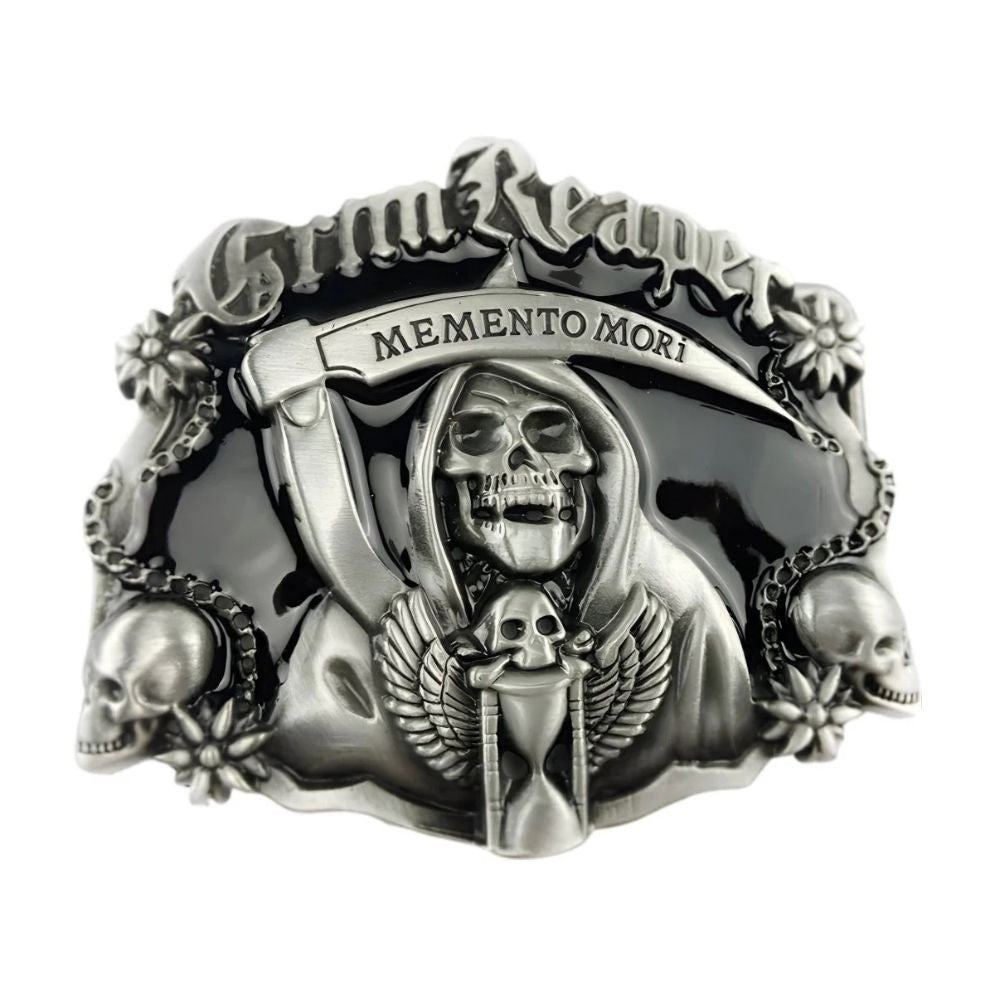 Boucle Ceinture Tête de Mort Faucheuse Modèle Milan - La Ceinturerie

