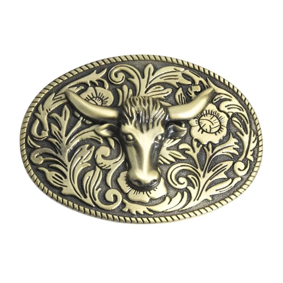 Boucle Ceinture Western Taureau Floral Modèle Sergio - La Ceinturerie

