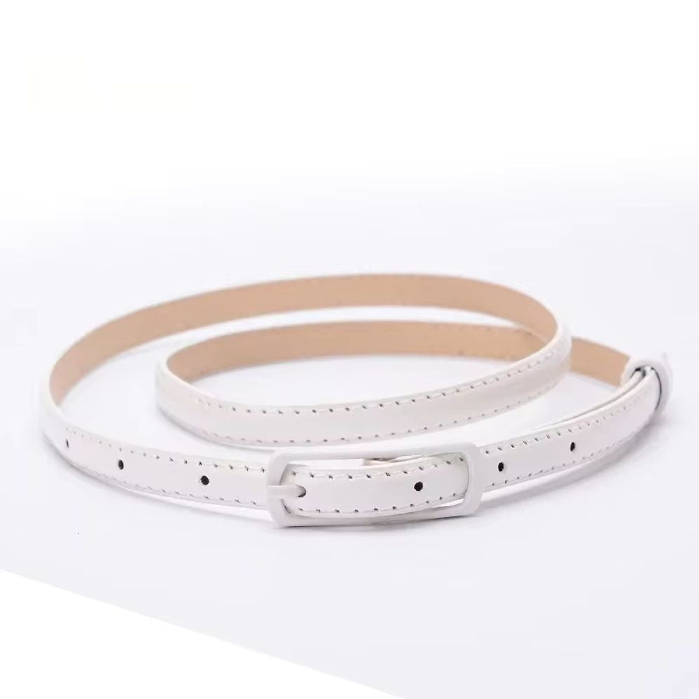 Ceinture Fine en Simili Cuir pour Fille Plusieurs Couleurs Blanche