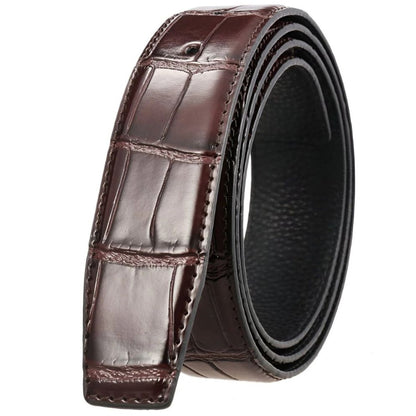 Lanière de Ceinture 3.4 cm Cuir Boucles Ardillons Aspect Crocodile Modèle Kirann - La Ceinturerie