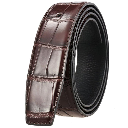 Lanière de Ceinture 3.4 cm Cuir Boucles Ardillons Aspect Crocodile Modèle Kirann - La Ceinturerie