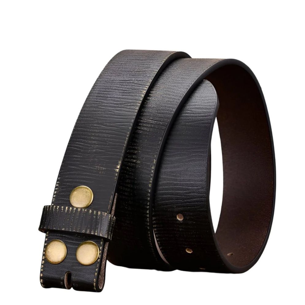 Lanière de Ceinture 3.8 cm Cuir Boucles Interchangeables Aspect Usé Modèle Hermine - La Ceinturerie
