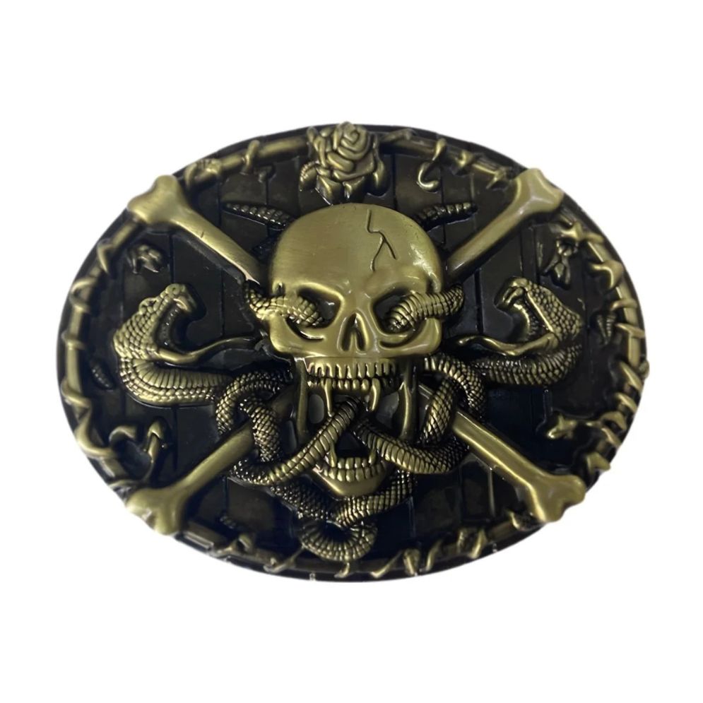 Boucle de Ceinture Tête de Mort et Serpents Modèle Callum