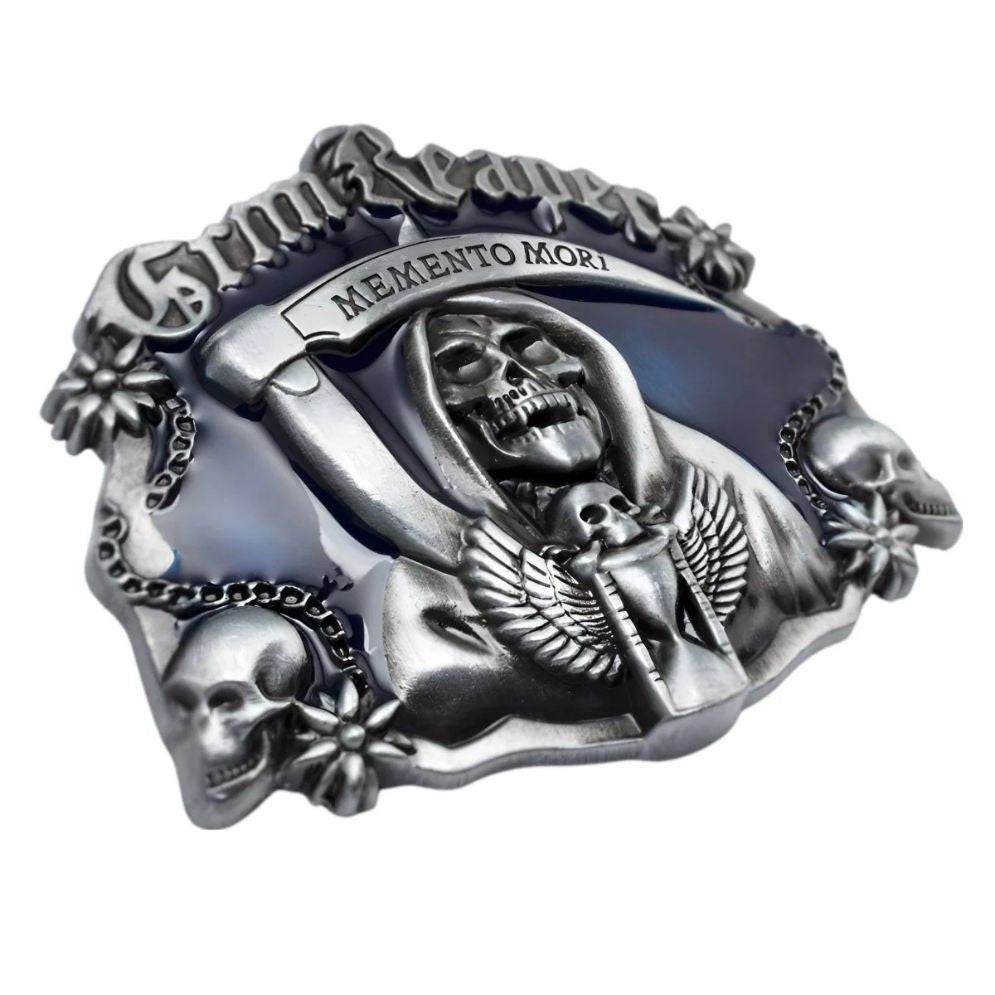 Boucle Ceinture Tête de Mort Faucheuse Modèle Milan - La Ceinturerie
