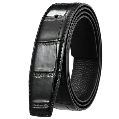 Lanière de Ceinture 3.4 cm Cuir Boucles Ardillons Aspect Crocodile Modèle Kirann - La Ceinturerie