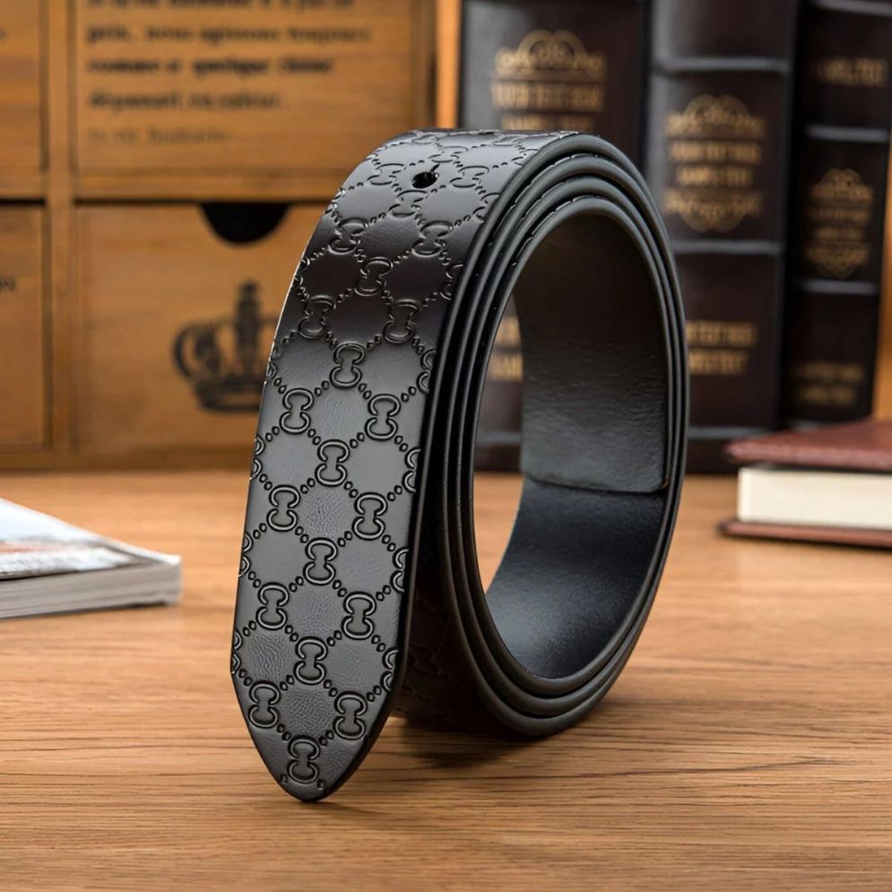 Lanière de Ceinture 3.4 cm en Cuir Boucles Ardillon Texturé Modèle Leok