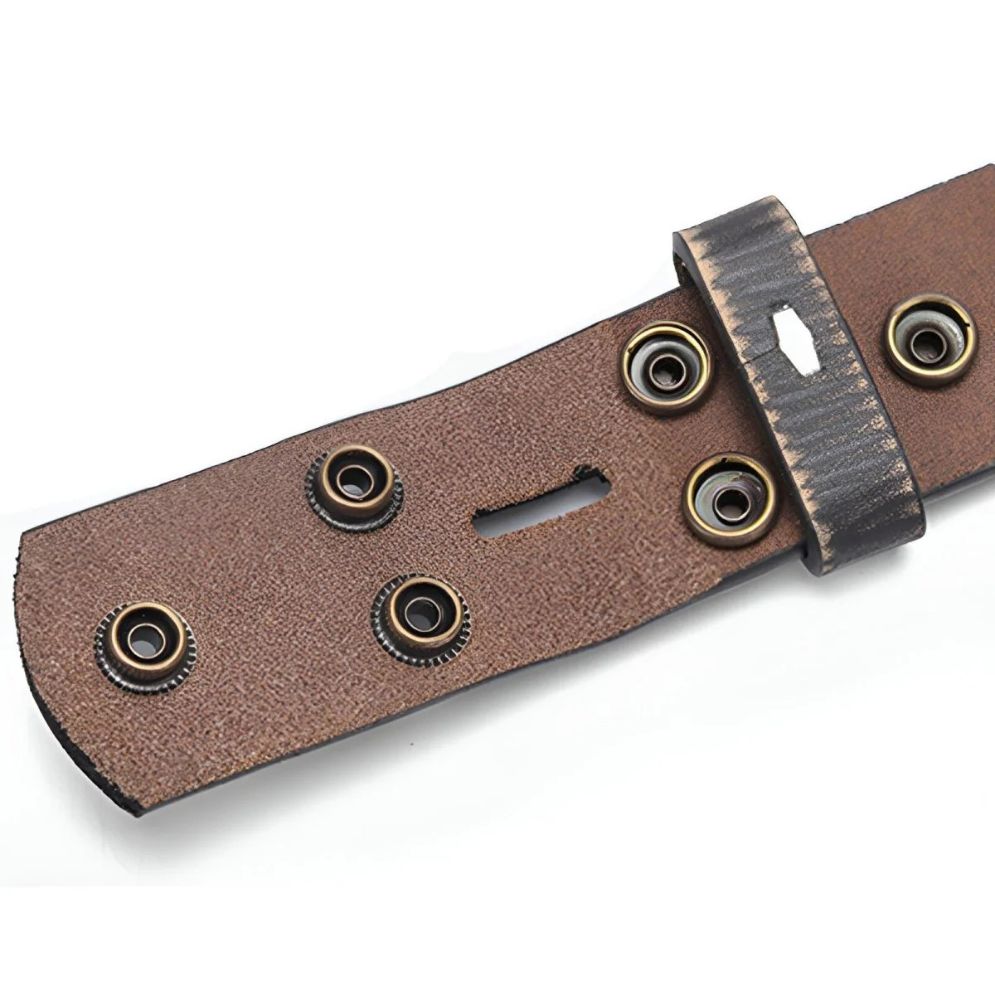 Lanière de Ceinture 3.8 cm Cuir Boucles Interchangeables Aspect Usé Modèle Hermine - La Ceinturerie