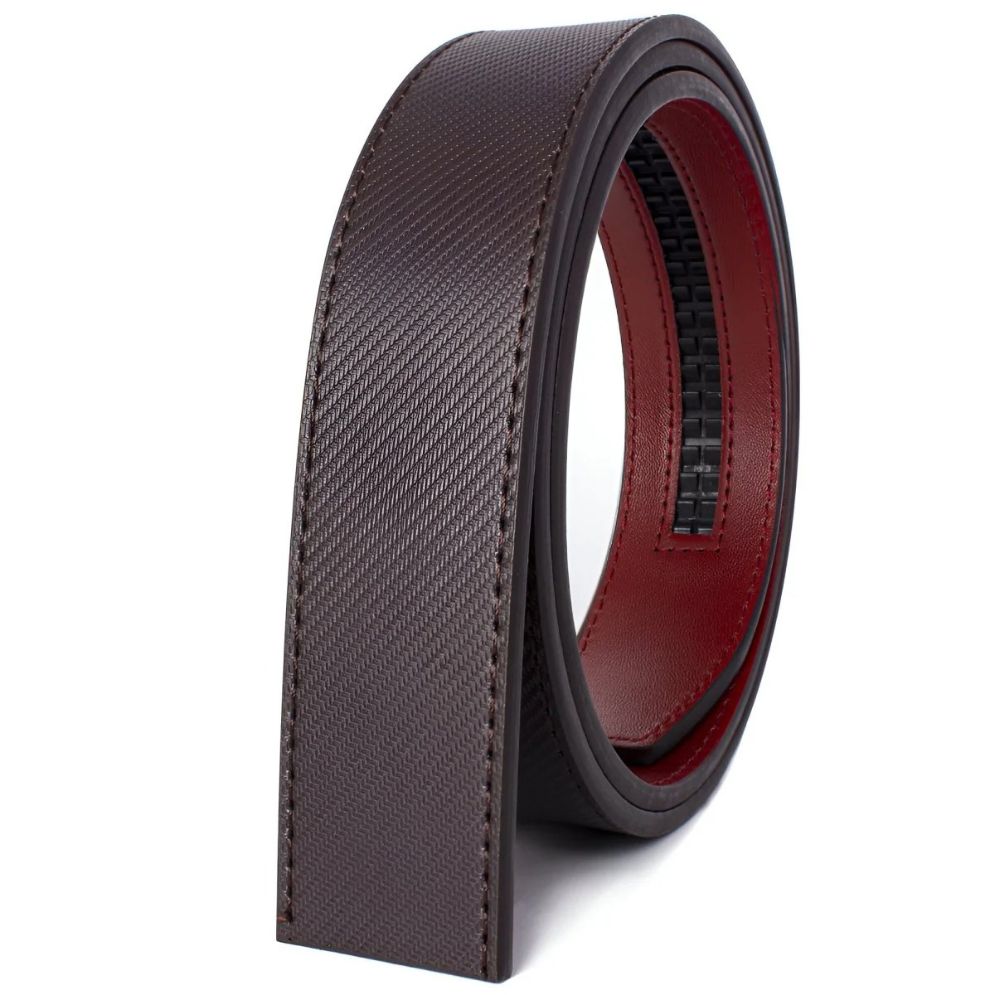 Lanière de Ceinture 3.5 cm en Cuir Aspect Rayée Boucles Automatiques Modèle Kalo