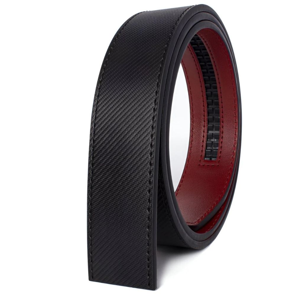 Lanière de Ceinture 3.5 cm en Cuir Aspect Rayée Boucles Automatiques Modèle Kalo