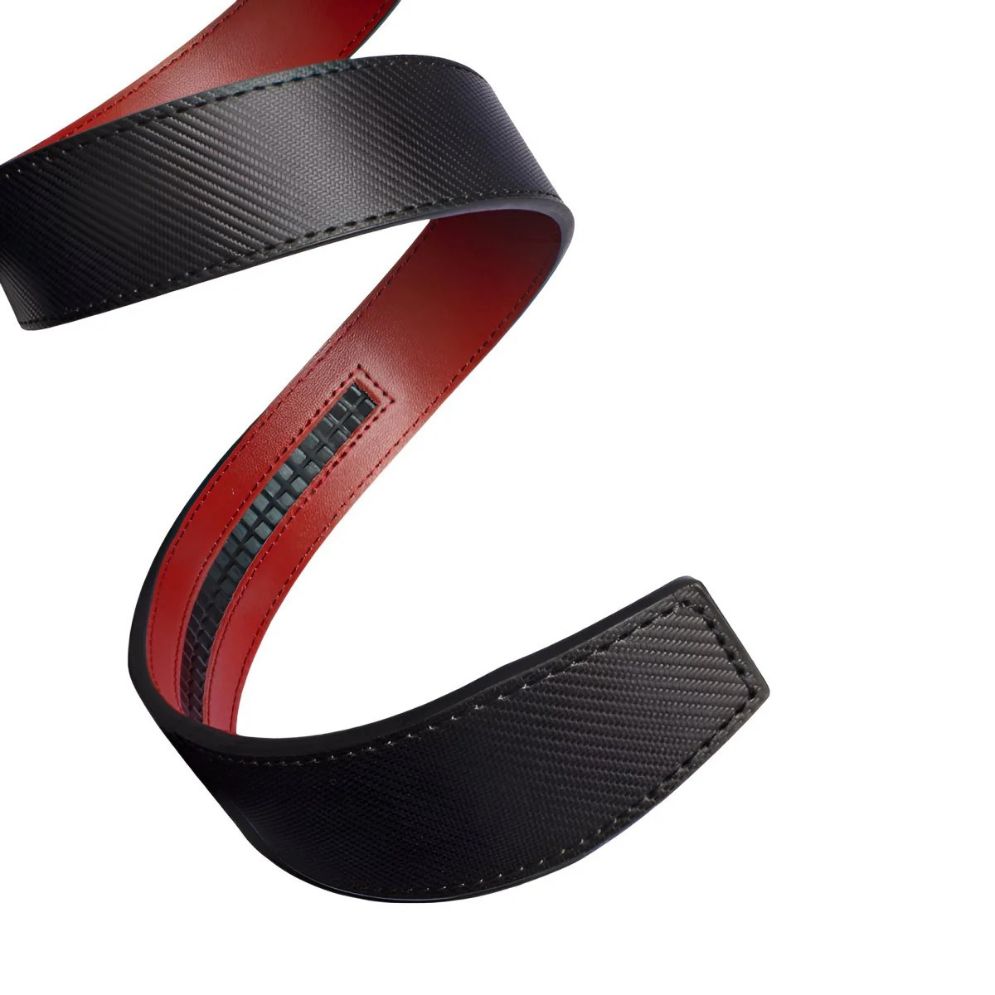 Lanière de Ceinture 3.5 cm en Cuir Aspect Rayée Boucles Automatiques Modèle Kalo