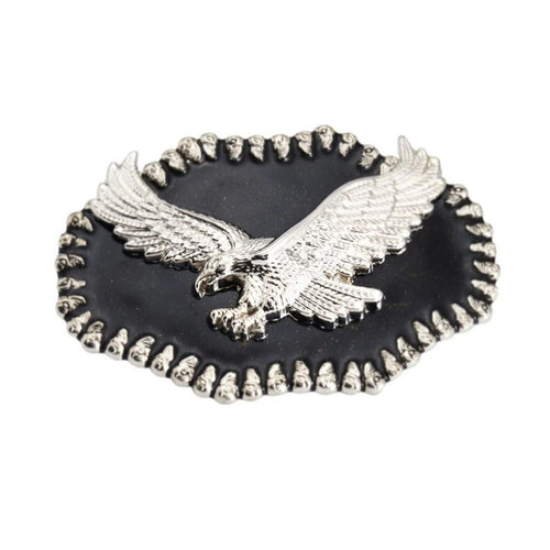 Boucle Ceinture Américaine Aigle Fond Noir Modèle Elvan - La Ceinturerie