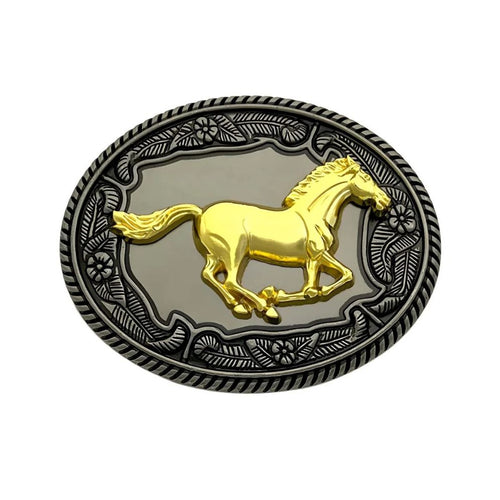 Boucle de Ceinture Animal Cheval Doré au Galop Modèle Adam - La Ceinturerie

