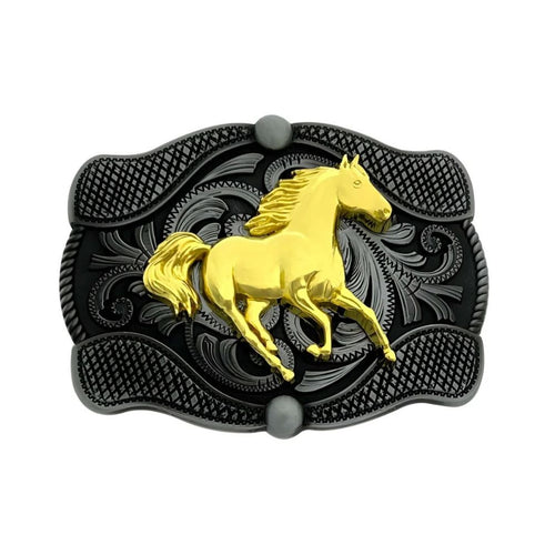 Boucle de Ceinture Animal Cheval Doré Modèle Jeff - La Ceinturerie