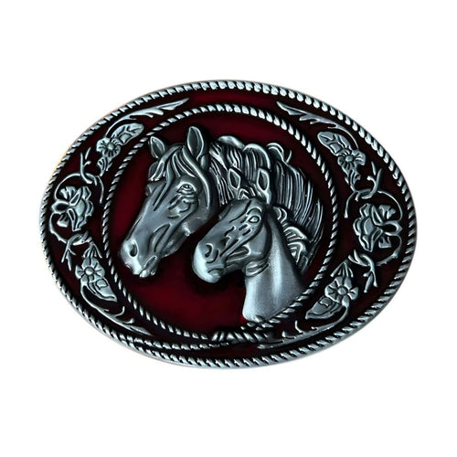 Boucle de Ceinture Animal Double Tête de Cheval Modèle Roy - La Ceinturerie