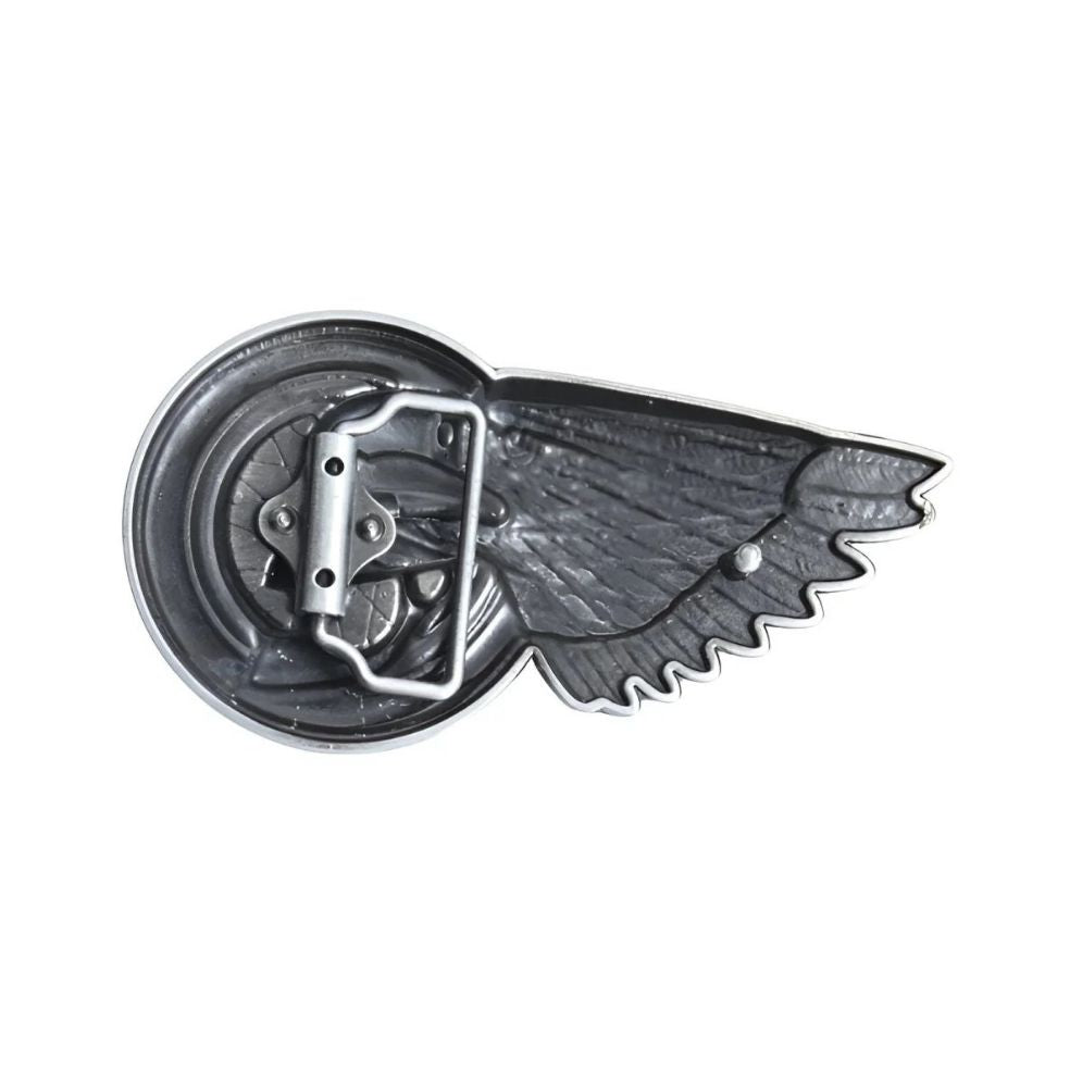 Boucle de Ceinture Crâne sur Roue de Moto Modèle Coll - La Ceinturerie