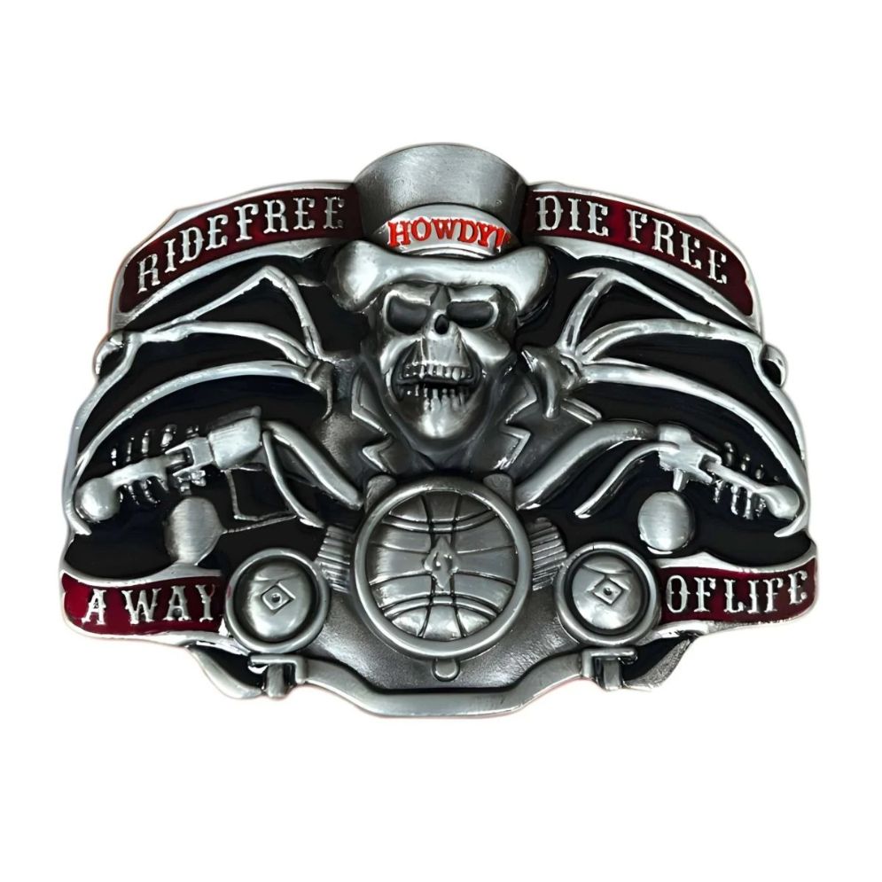Boucle de Ceinture Moto "Ride free Die free" Modèle Arthur | La Ceinturerie