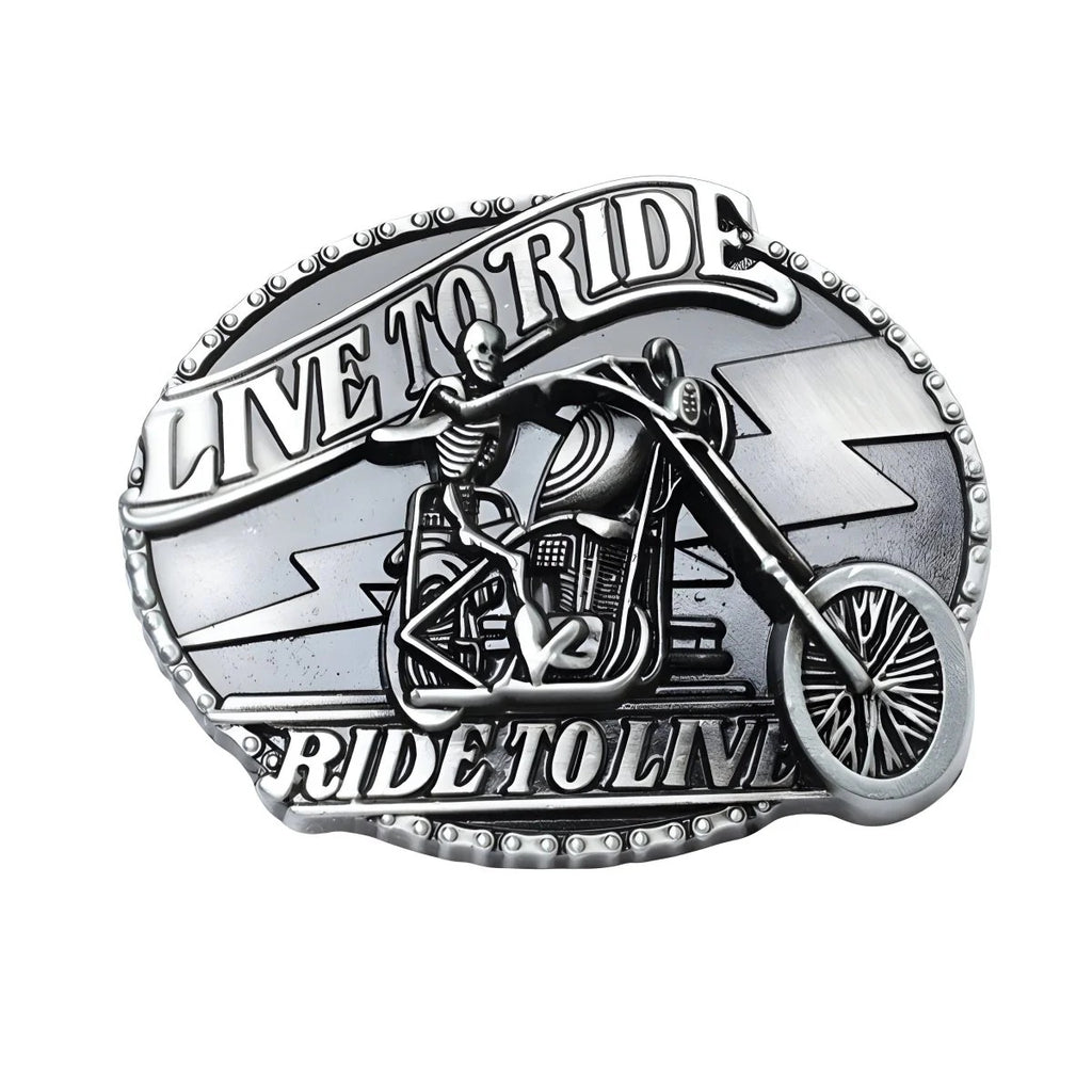 Boucle de Ceinture Squelette sur Moto Modèle Born - La Ceinturerie

