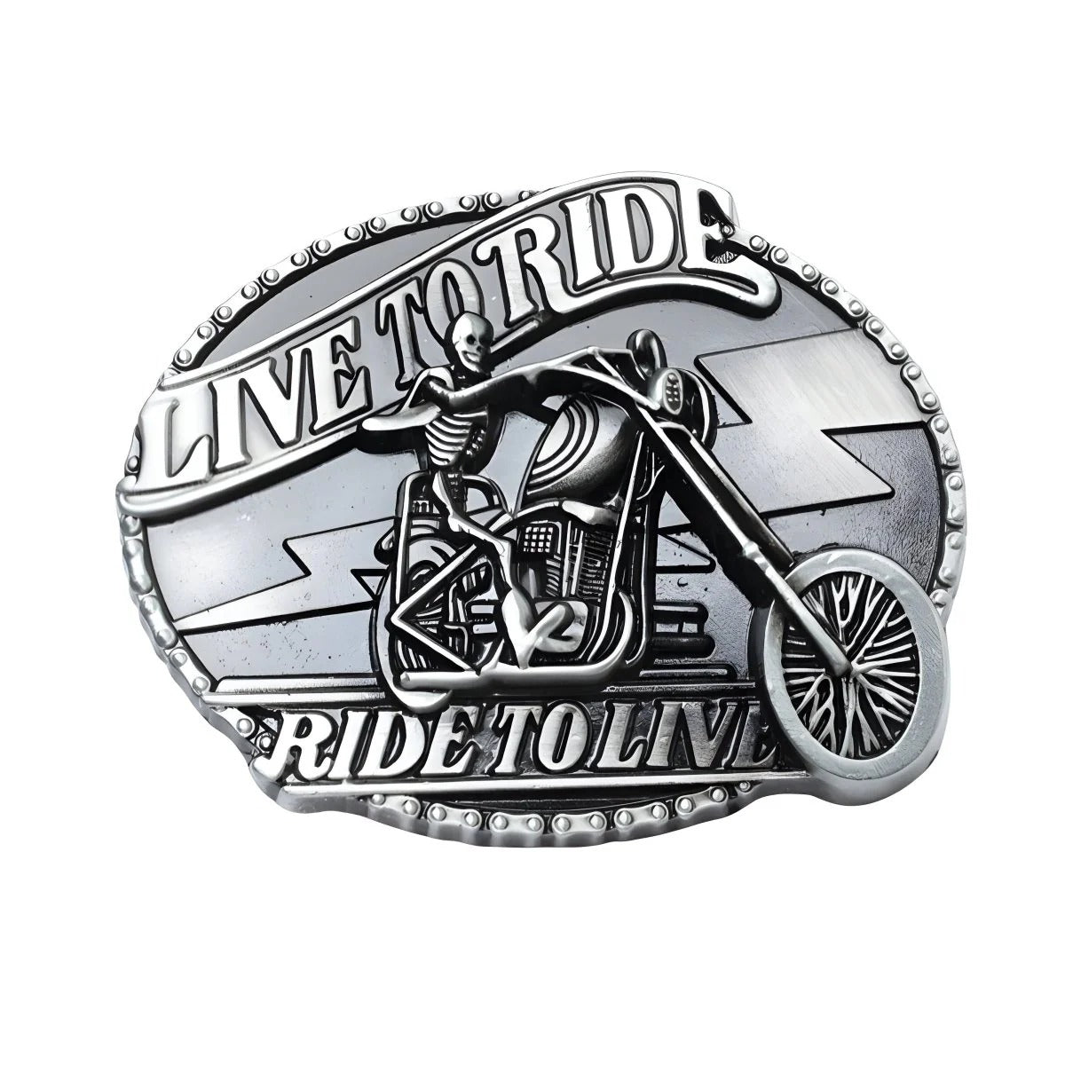 Boucle de Ceinture Squelette sur Moto Modèle Born - La Ceinturerie

