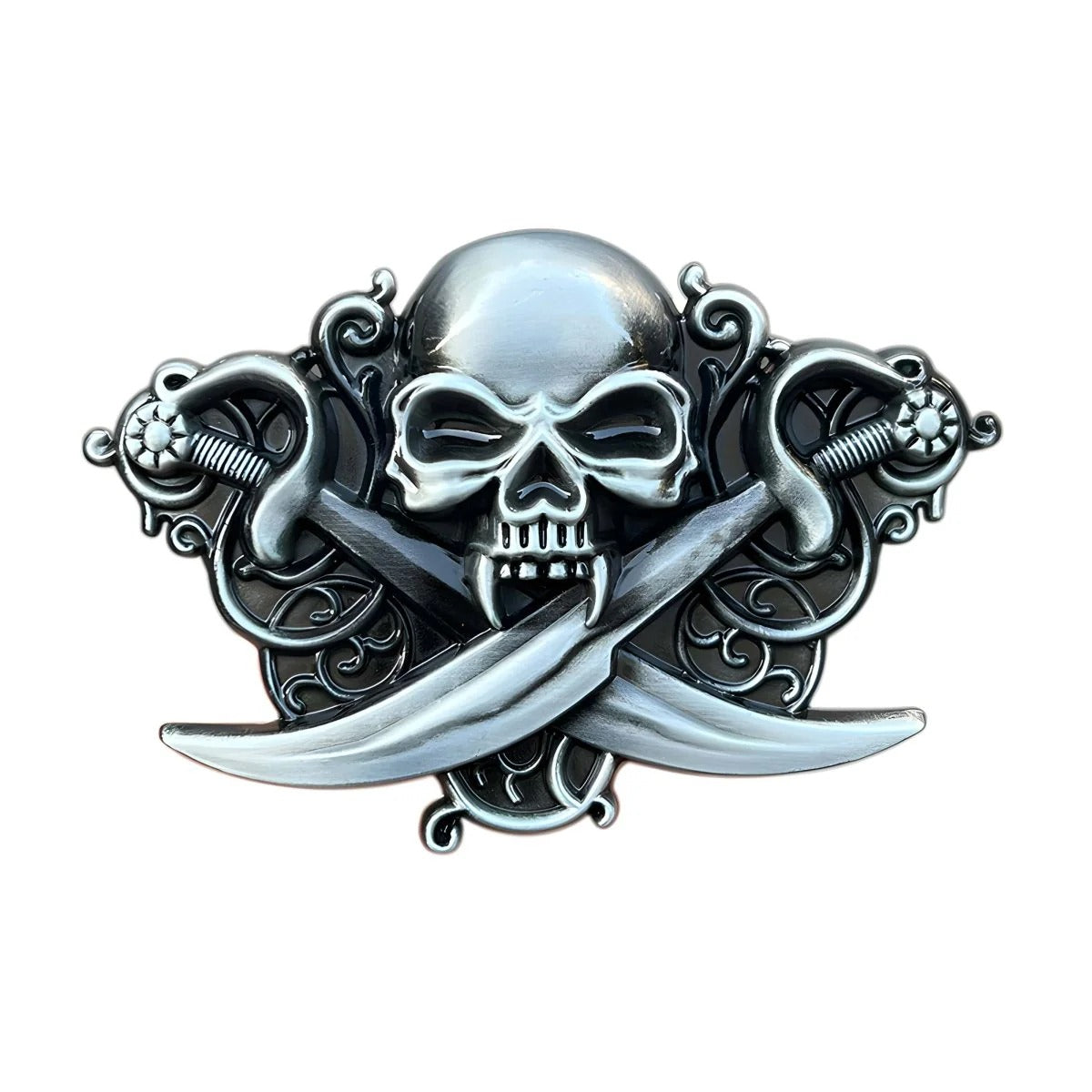 Boucle de Ceinture Tête de Mort Pirate Modèle Daniel - La Ceinturerie

