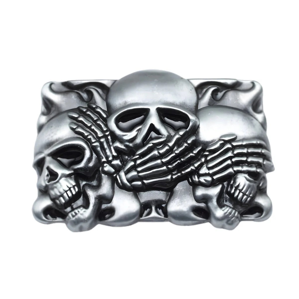Boucle de Ceinture Triple Têtes de Mort Modèle Jett - La Ceinturerie