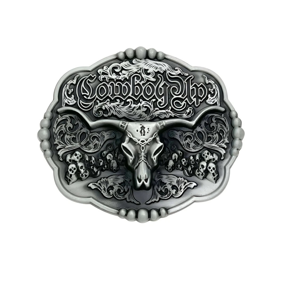 Boucle de Ceinture Western Crâne Longhorn Modèle kohl - La Ceinturerie