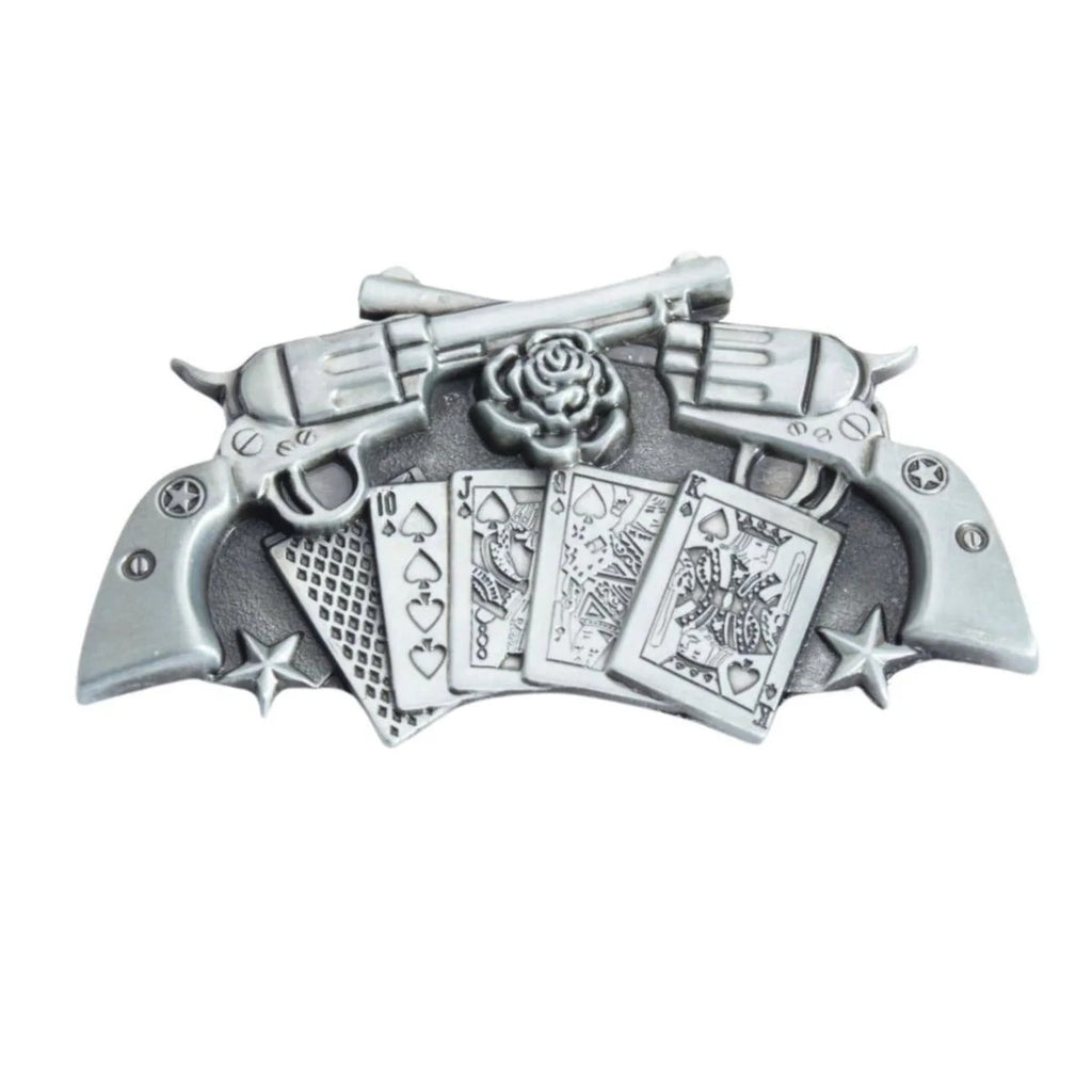 Boucle Ceinture Western Pistolets Cartes Modèle Virgail - La Ceinturerie