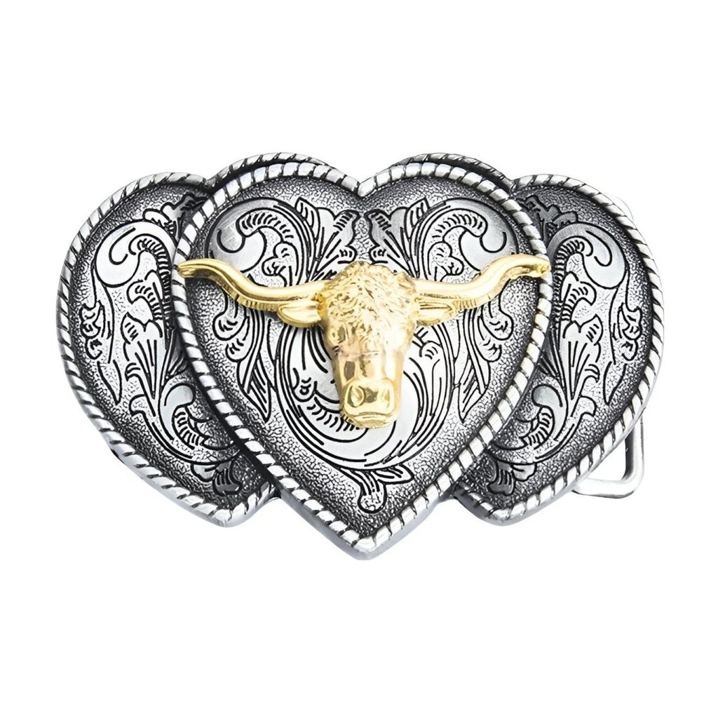 Boucle Ceinture Western Taureau Cœurs Modèle Alvin - La Ceinturerie

