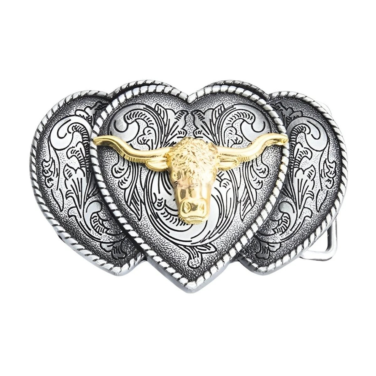 Boucle Ceinture Western Taureau Cœurs Modèle Alvin - La Ceinturerie

