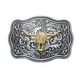 Boucle de Ceinture Western Tête de Taureau Dorée Modèle Lino - La Ceinturerie

