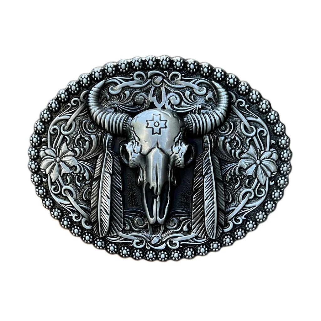 Boucle Ceinture Tête de Taureau à Plumes Modèle Clark - La Ceinturerie

