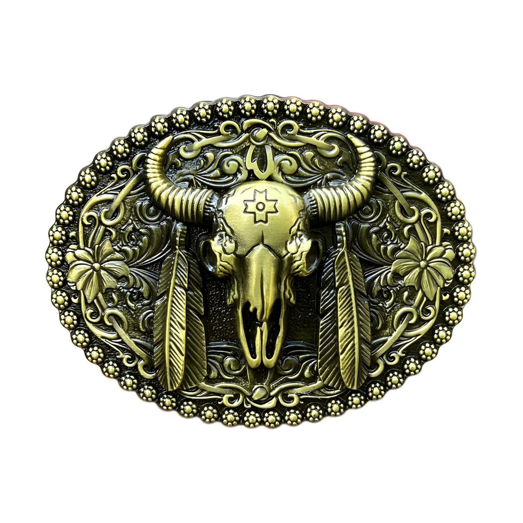 Boucle Ceinture Tête de Taureau à Plumes Modèle Clark - La Ceinturerie
