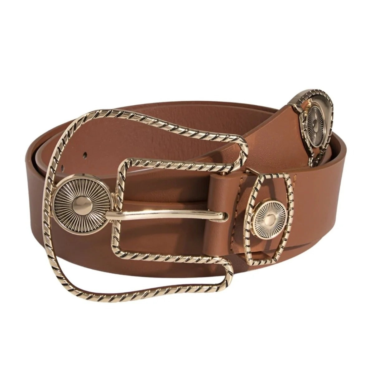 Ceinture à Large Boucle Western Dorée Modèle Fabia - La Ceinturerie