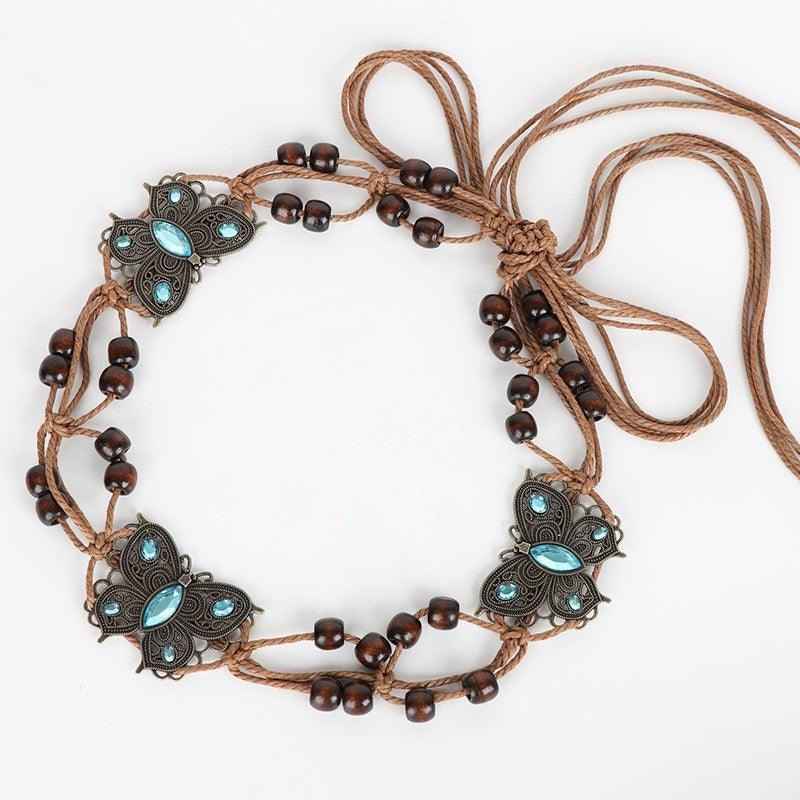 Ceinture à Nouer de Coton Ciré Perles Modèle Berthe - La Ceinturerie
