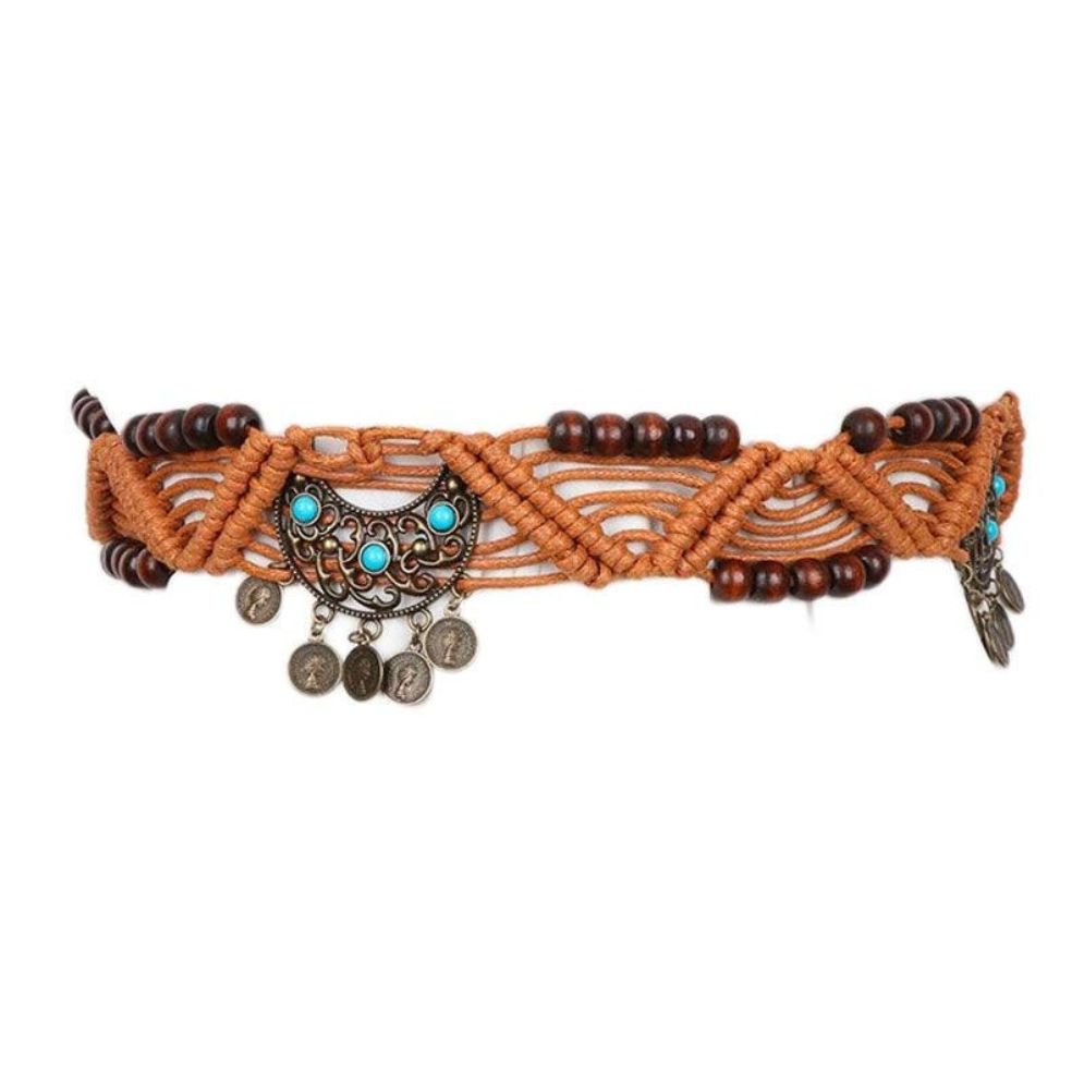 Ceinture à Nouer en Corde de Coton Ciré avec Perles Modèle Borra - La Ceinturerie