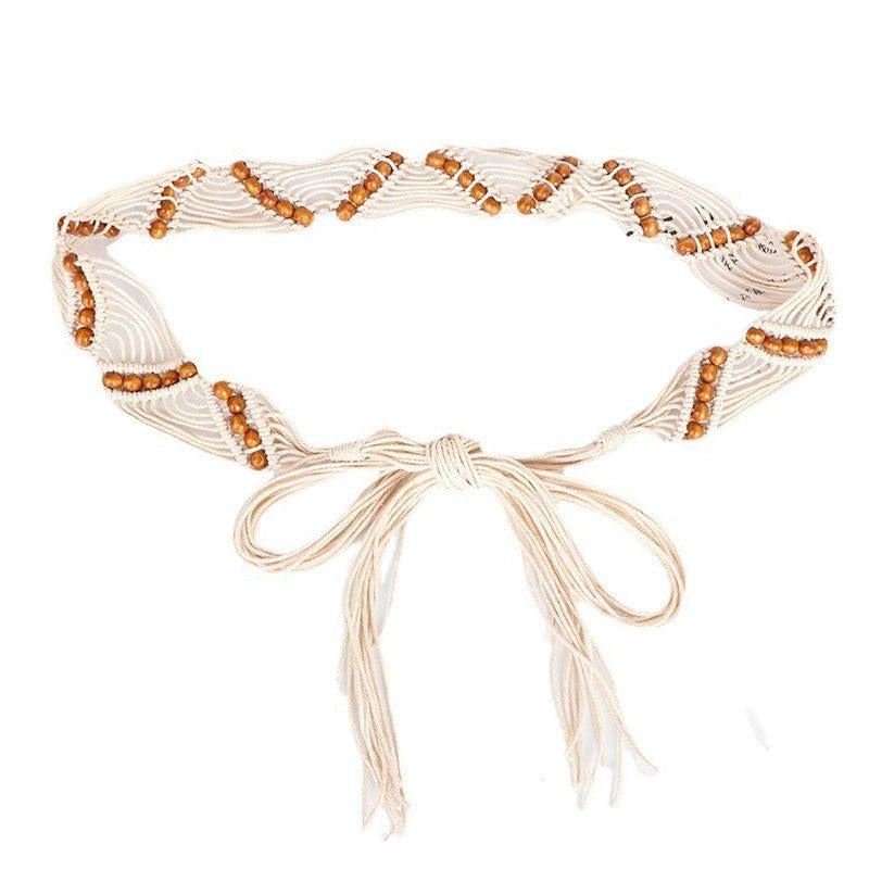 Ceinture à Nouer Corde de Coton Perles Modèle Makenna - La Ceinturerie