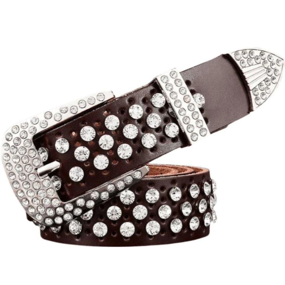 Ceinture à Strass en Cuir pour Femme Modèle Filauria - La Ceinturerie