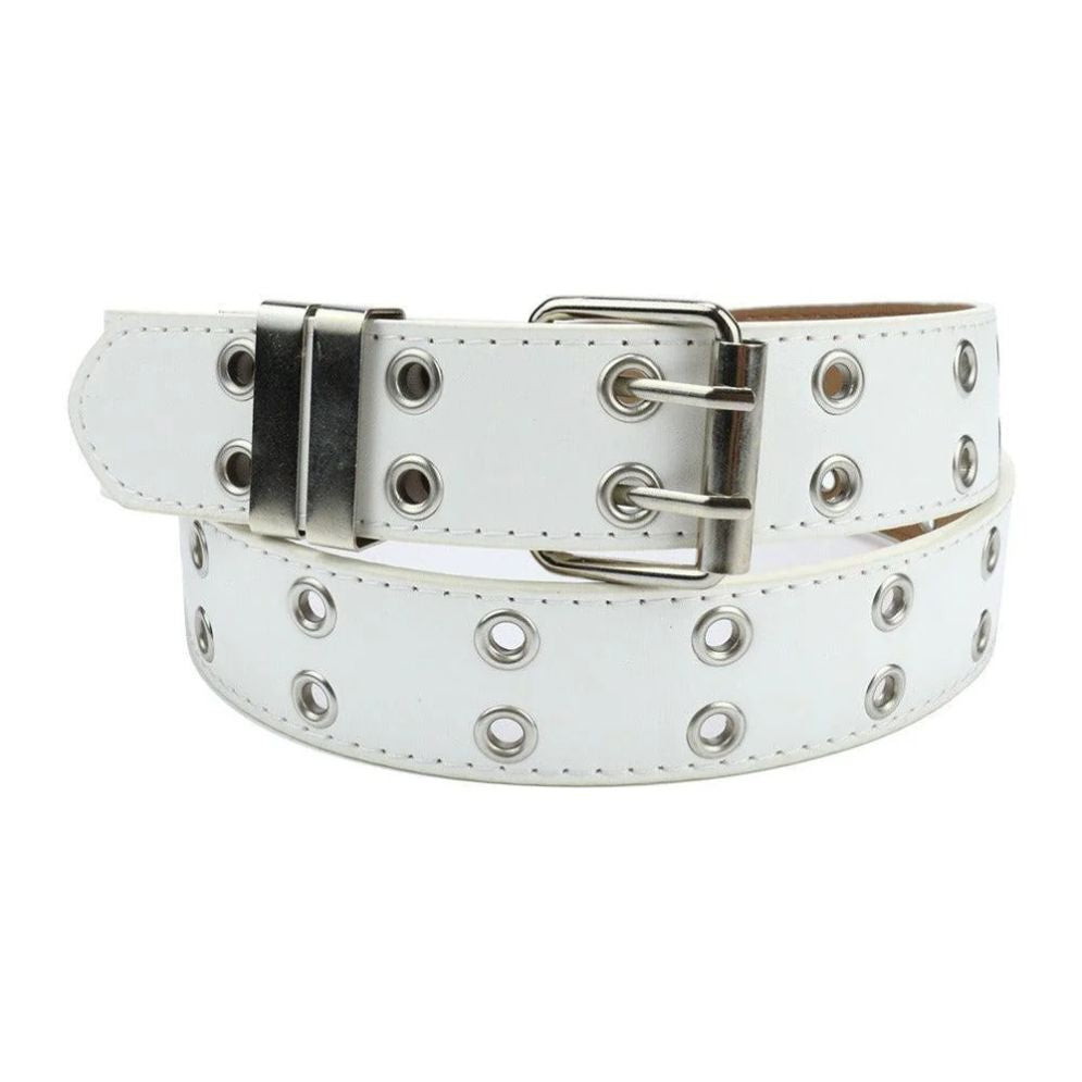Ceinture Ajustable à Double Ardillon Fille ou Garçon Blanche