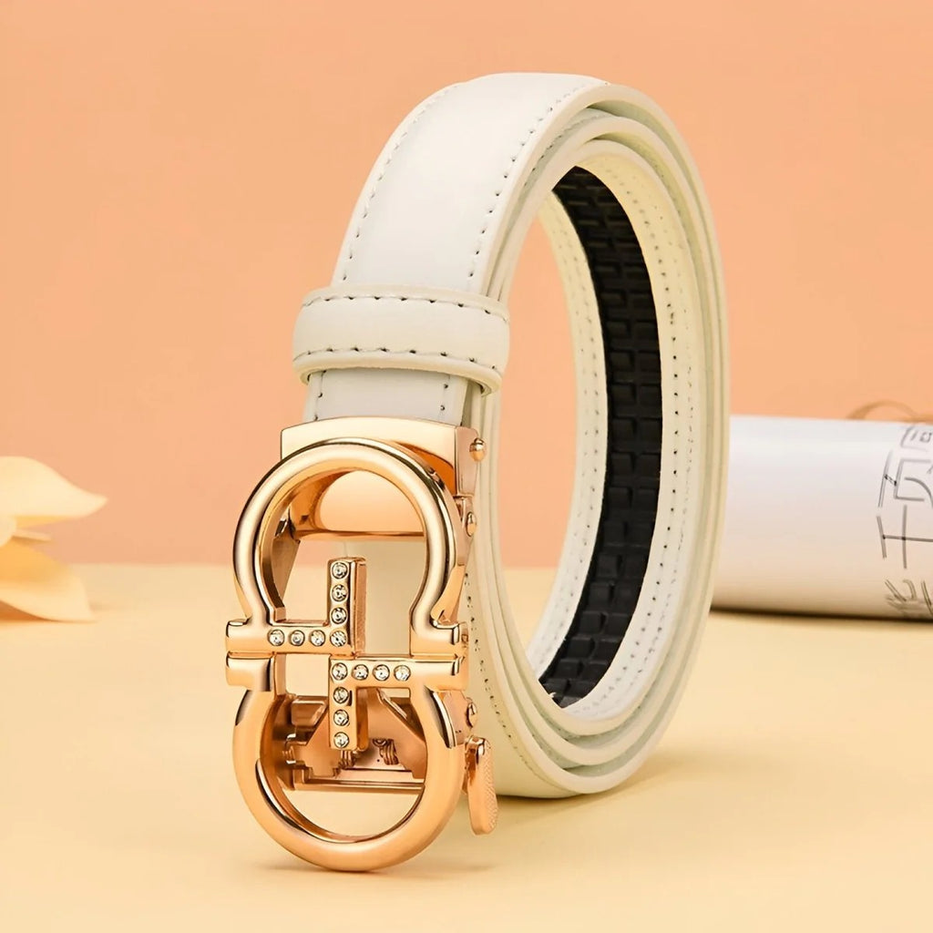 Ceinture Automatique Boucle Dorée Oméga Modèle Maeka Blanche
