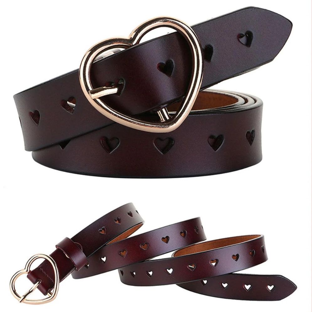 Ceinture Boucle Coeur Cuir Ajourée Modèle Helzunia - La Ceinturerie