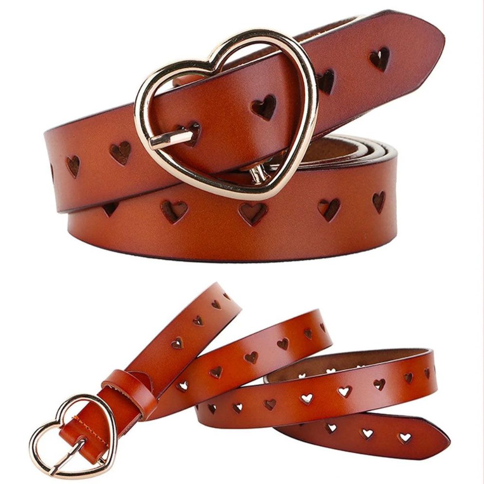 Ceinture Boucle Coeur Cuir Ajourée Modèle Helzunia - La Ceinturerie