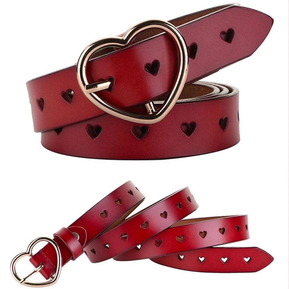 Ceinture Boucle Coeur Cuir Ajourée Modèle Helzunia - La Ceinturerie