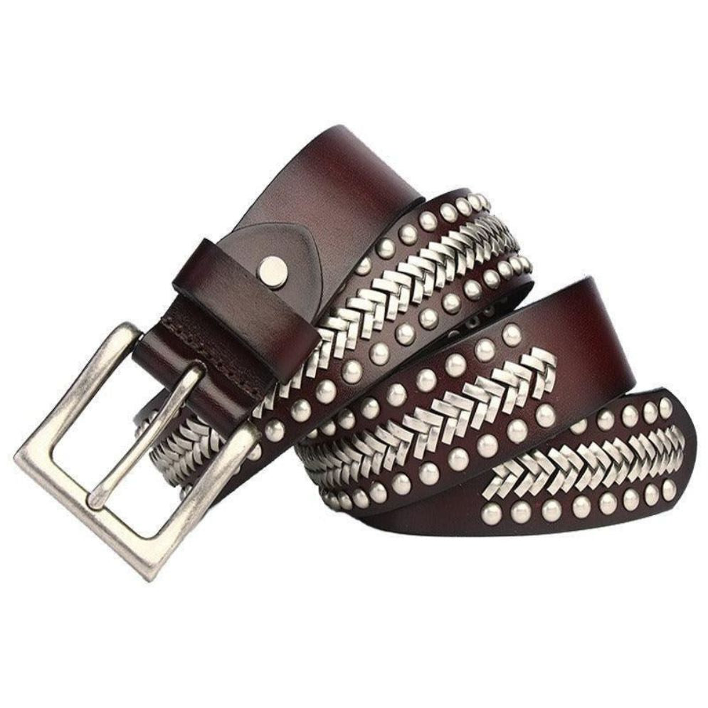 Ceinture Cloutée avec Chevrons Modèle Saanvi - La Ceinturerie
