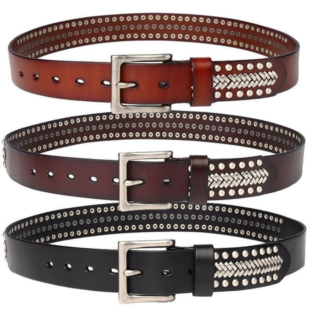 Ceinture Cloutée avec Chevrons Modèle Saanvi - La Ceinturerie
