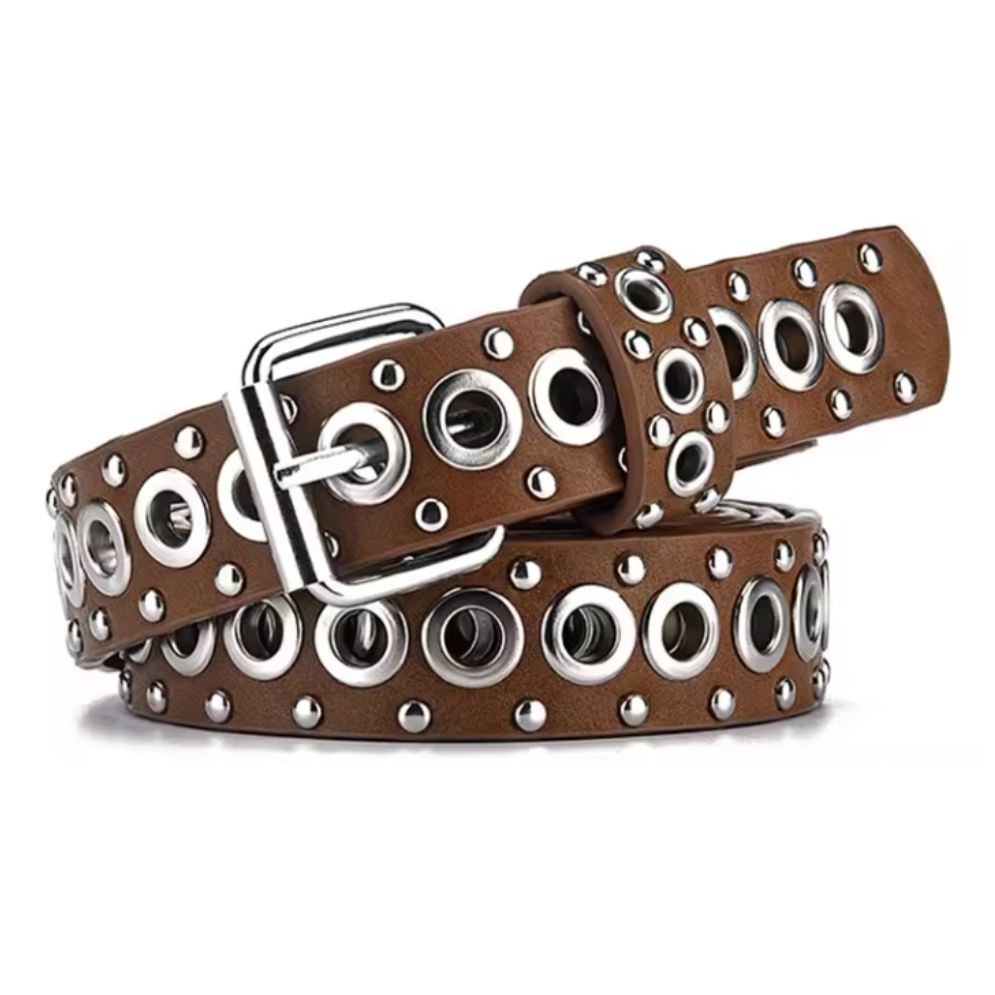 Ceinture Cloutée pour Fille en Simili Marron