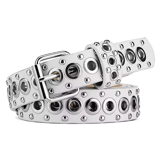 Ceinture Cloutée pour Fille en Simili Blanc